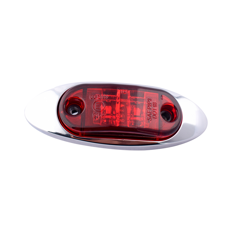 Faro Lateral  Ovalado Cromado Led 12/24V Rojo