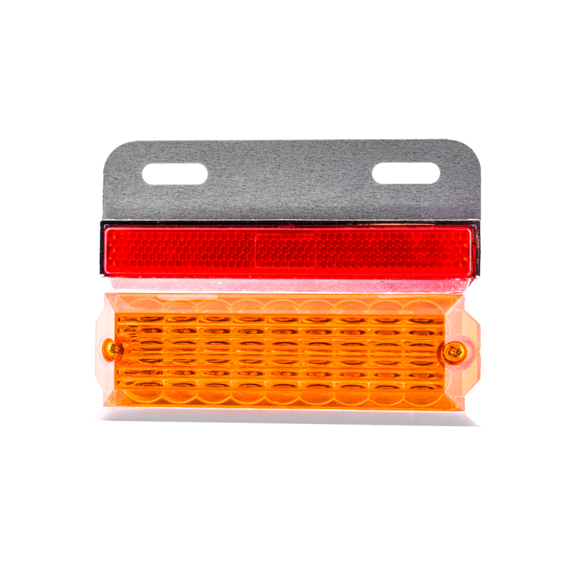 Faro LED Lateral Rectangular Ambar Reflectivo Rojo Con Base Cromado Multipartes