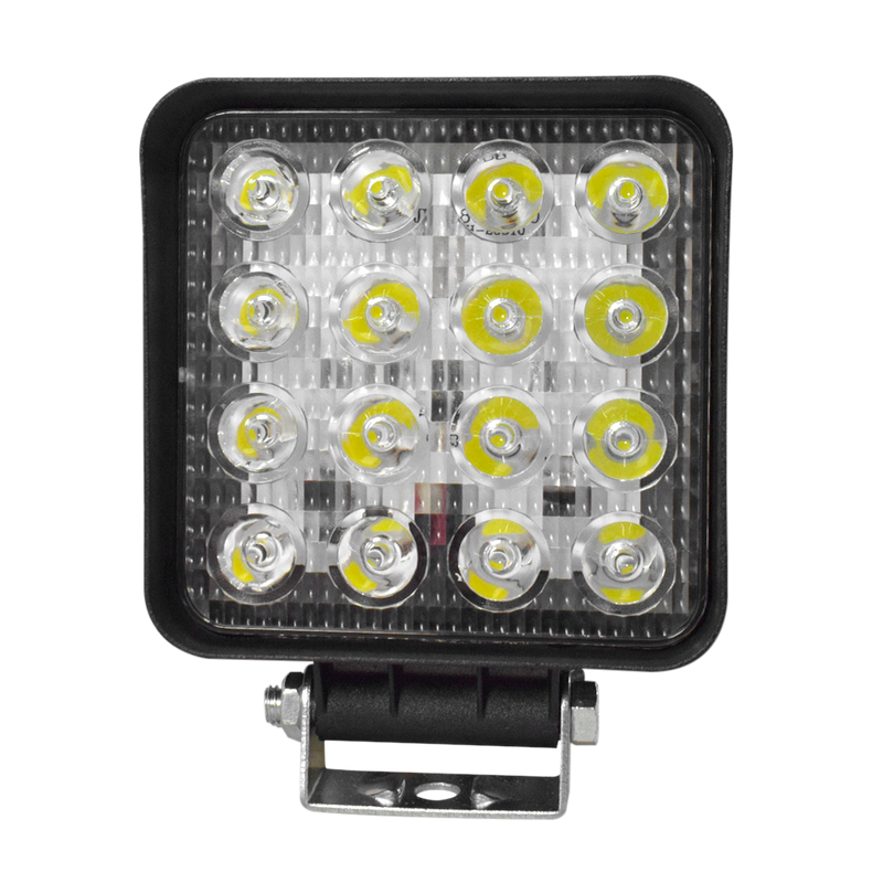 Faro de Trabajo Cuadrado Base Pesada 16 Luz LED 48W 12/36V Blanco Prunuz