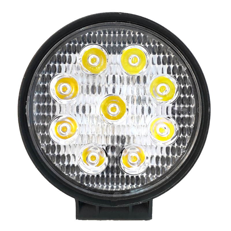 Faro de Trabajo Redondo Base Pesada 9 Luz LED 27W 12/36V Blanco Prunuz