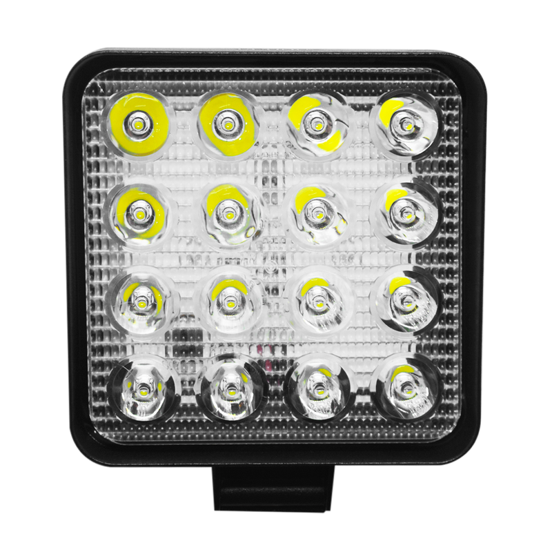 Faro de Trabajo Cuadrado Base Delgada 16 Luz LED 48W 12/36V Blanco Prunuz