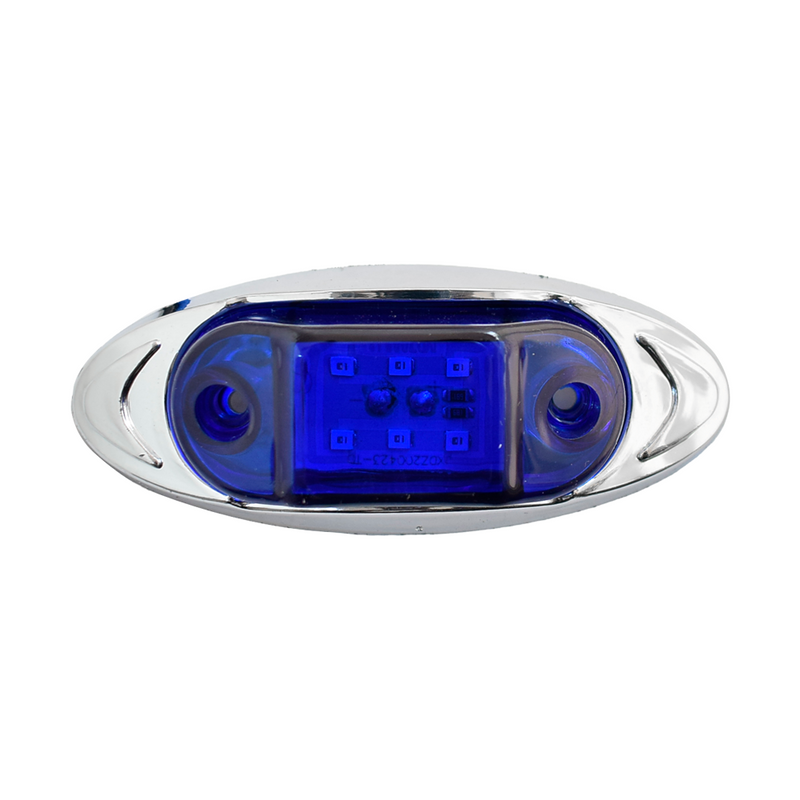 Faro Lateral Cromado 6 led 24V Fijo Azul Hb