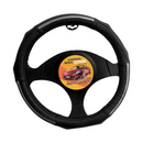 Cubre Volante Genuine De Cuero Negro y Aplicaciones Plateadas Autotintin