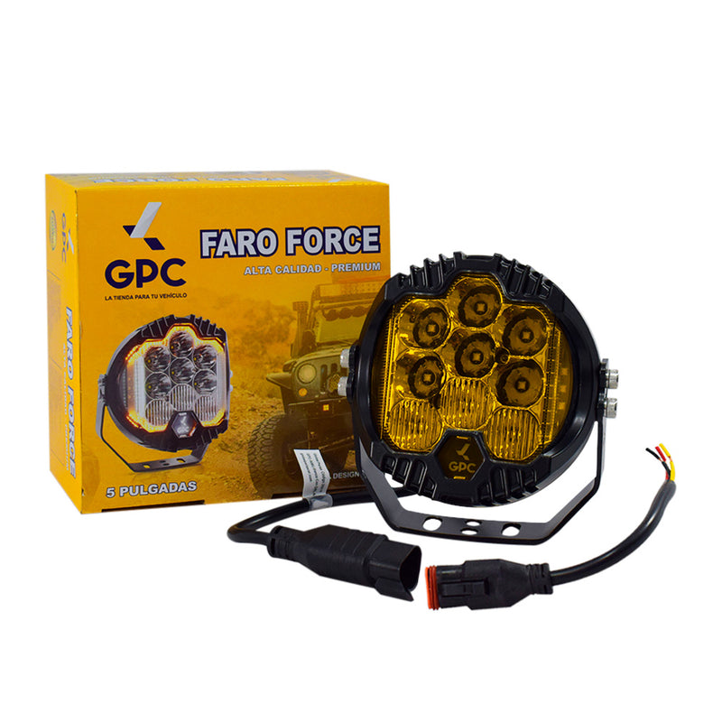 Faro Neblinero Force 5" 12/24v 50w 5500lm Ip67 Amarillo Contorno Amarillo