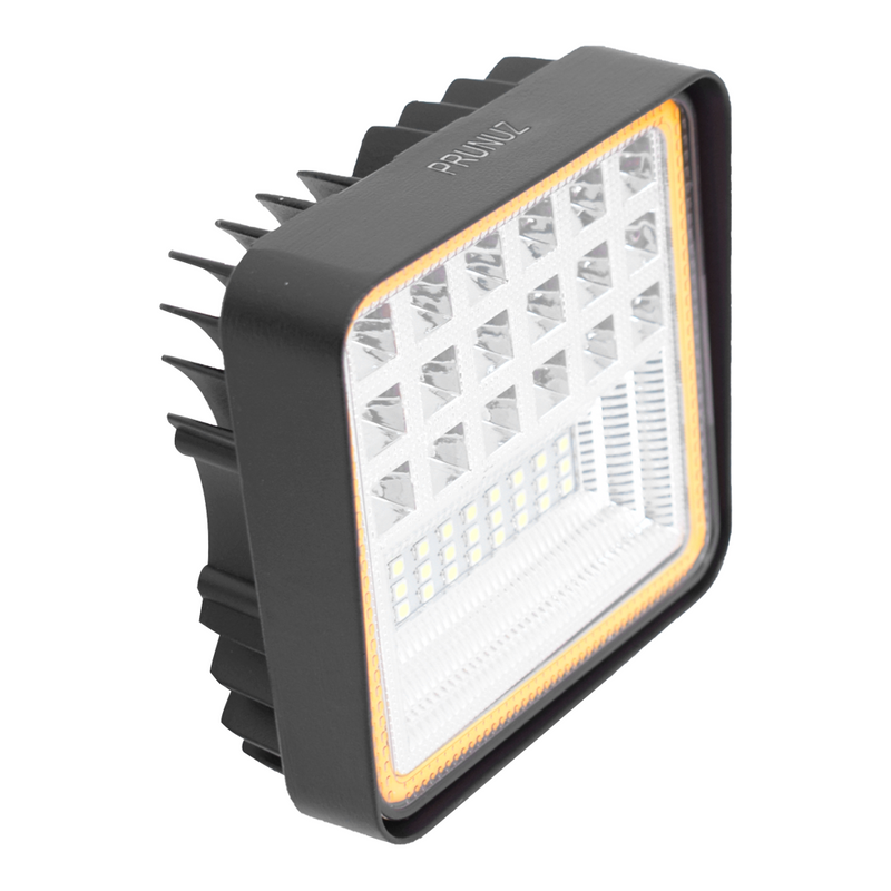 Faro Pirata De Trabajo Cuadrado 42 Led (Jr-10fo-45w) Luz Blanca Contorno Amarillo