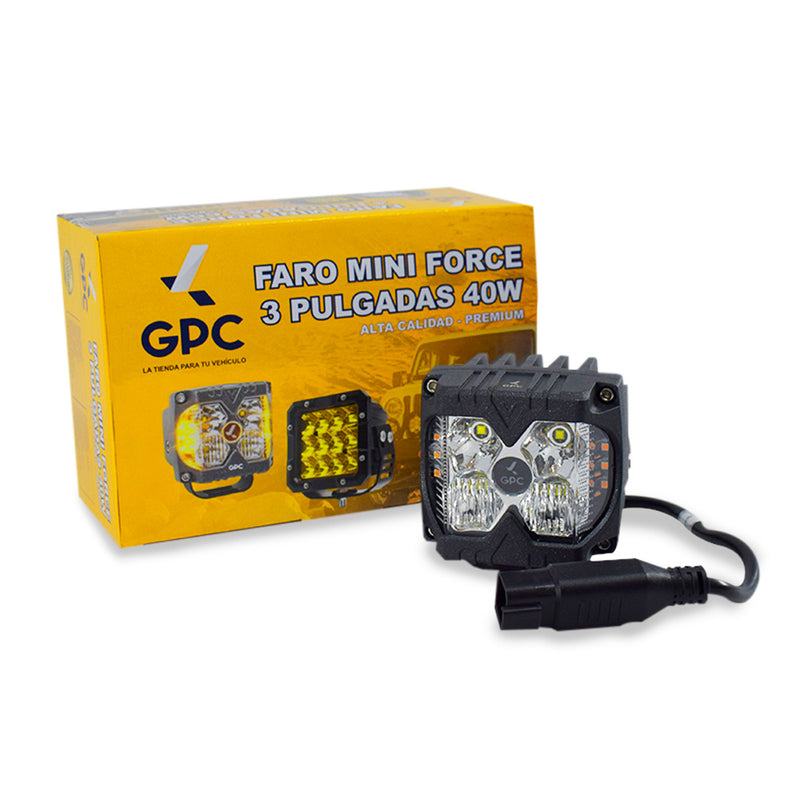 Faro Pirata Neblinero Force 4" Blanco DRL Luz Led Amarillo GPC