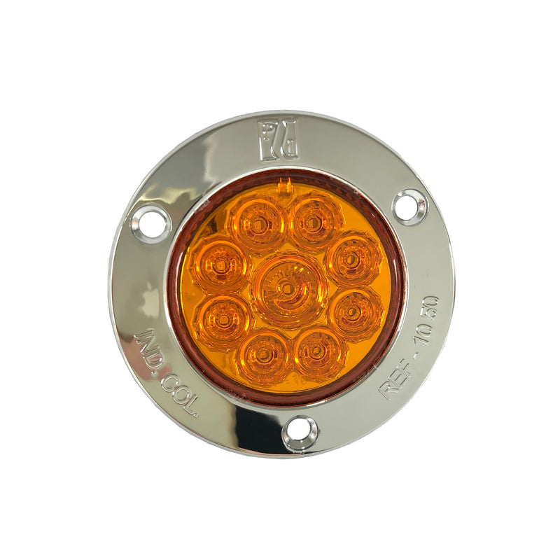 Faro Lateral Redondo Aro Cromado 09 Luz Led Destellante Ámbar Plast Innova