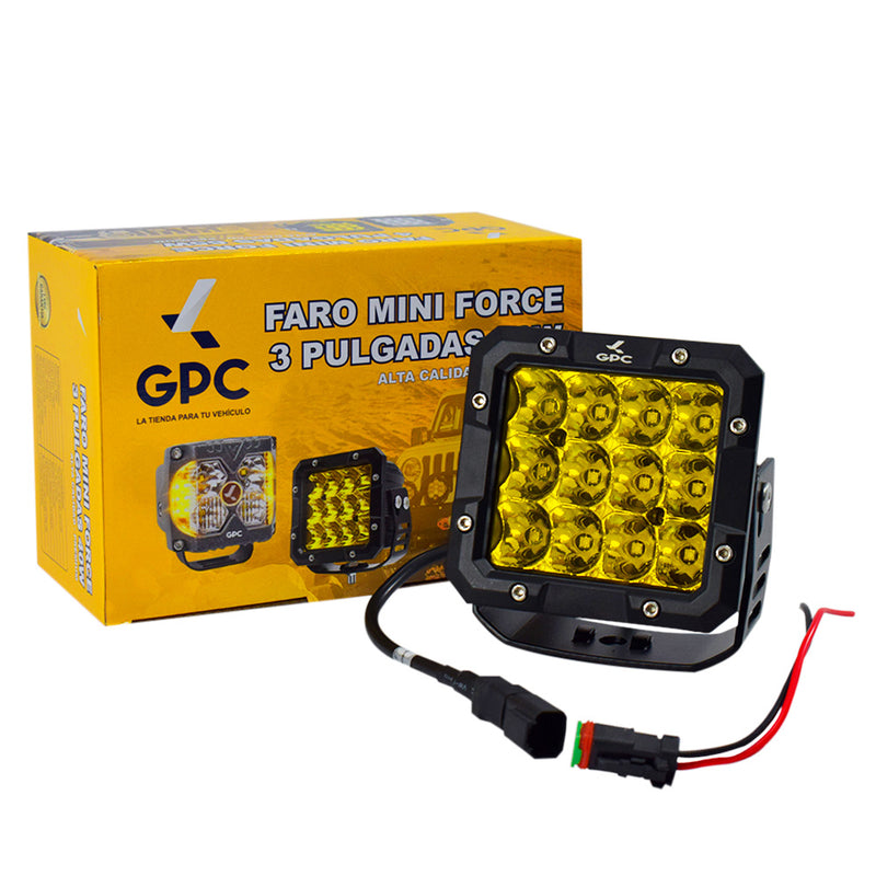 Faro Force Neblinero 4.5" 12/24v 60w 3500lm Ip67 Contorno Amarillo