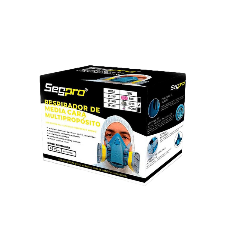 Respirador De Media Cara Con Cartuchos Kirsm Sp6003 Segpro