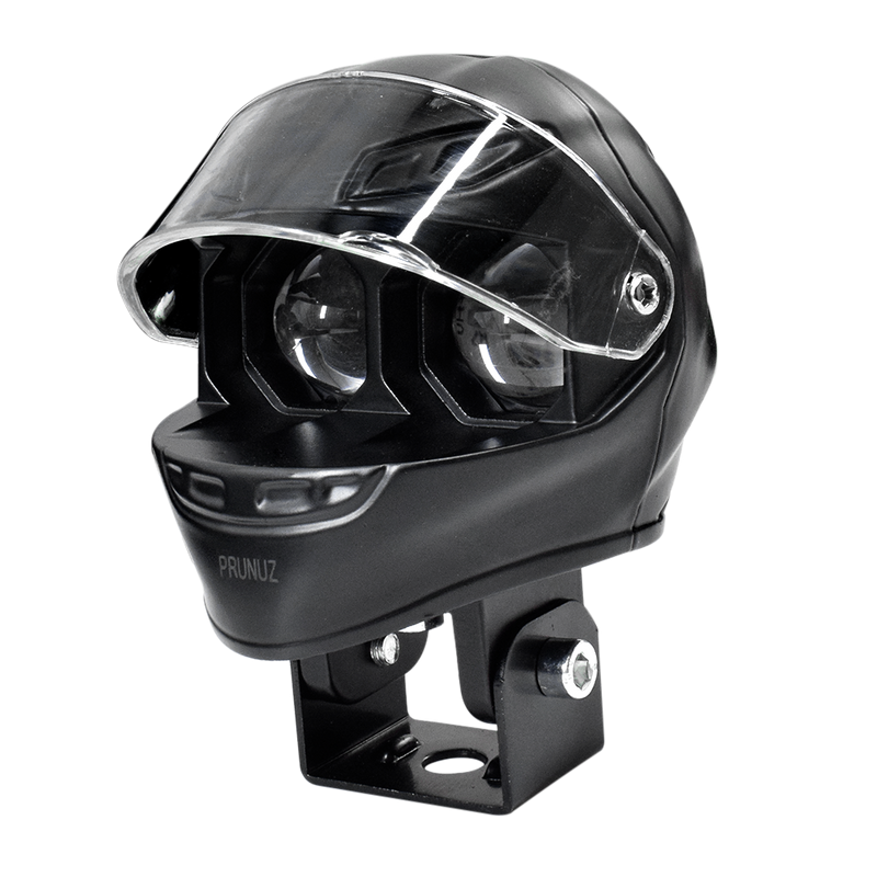 Faro Explorador Casco de Moto Negro Dual Blanco + Amarillo 12/24V Prunuz