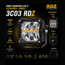 Faro Cuadrado Led 3" Luz Blanca + Ambar (9-30V 6000Lm Ip68) 3C03 RDZ