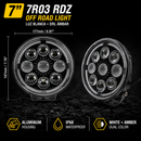 Faro Redondo  LED 7" 9 LED  Luz Blanca + Drl Ambar (9-36V 13,500LM IP68) 7R03 RDZ