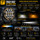 Faro Redondo  LED 7" 14  LED Luz Blanco + Drl Ambar (9-36V 14,000LM IP68) 7R02 RDZ