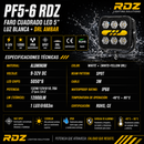 Faro Cuadrado  LED 5" Luz Blanca + Drl Ambar (9-32V IP68) Pf5-6 RDZ