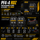Faro Hexagonal 4 Lupas Luz Blanca + Drl Ambar (9-30V 12,000LM IP68) Pf4-4 RDZ