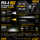 Faro Hexagonal 4 Lupas Luz Blanca + Drl Ambar (9-30V 12,000LM IP68) Pf4-4 RDZ
