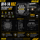 Faro Cuadrado 14 LED Luz Blanco + Ambar (9-32V 2,600LM) Bf4-14 RDZ