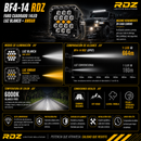 Faro Cuadrado 14 LED Luz Blanco + Ambar (9-32V 2,600LM) Bf4-14 RDZ