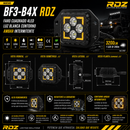 Faro Cuadrado 4 LED Luz Blanca Contorno Ambar Intermitente (9-32V 3,200LM) Bf3-B4X RDZ