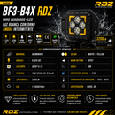 Faro Cuadrado 4 LED Luz Blanca Contorno Ambar Intermitente (9-32V 3,200LM) Bf3-B4X RDZ