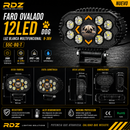Faro Ovalado 12 LED Luz Blanca Multifuncional Dog 9-36V (55C-Bq-T) RDZ