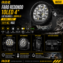 Faro Redondo 10 LED 4" Luz Blanca + Amarillo (9-30V IP67) H-Y-4C RDZ