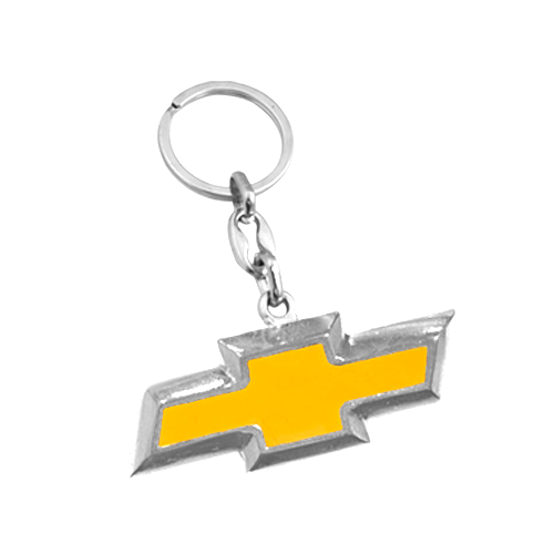 Llavero de metal cromado con logo