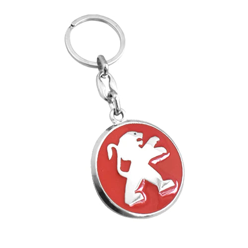 Llavero de metal cromado con logo