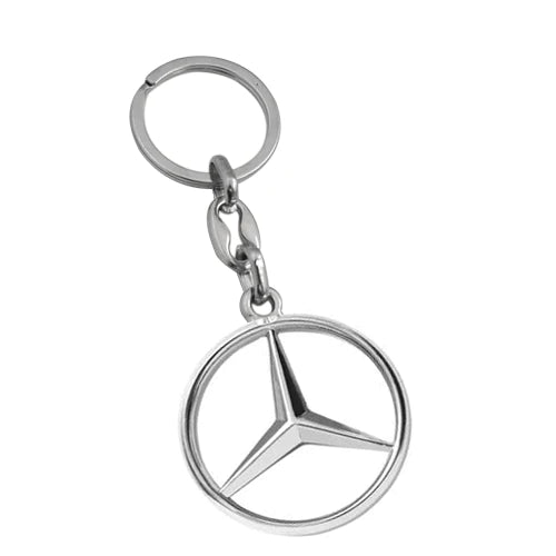 Llavero de metal cromado con logo