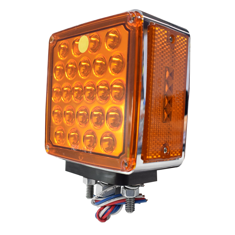 Faro Cuadrado Doble Cara 52Led 12/24V Luz Ambar Y Roja Plast Innova