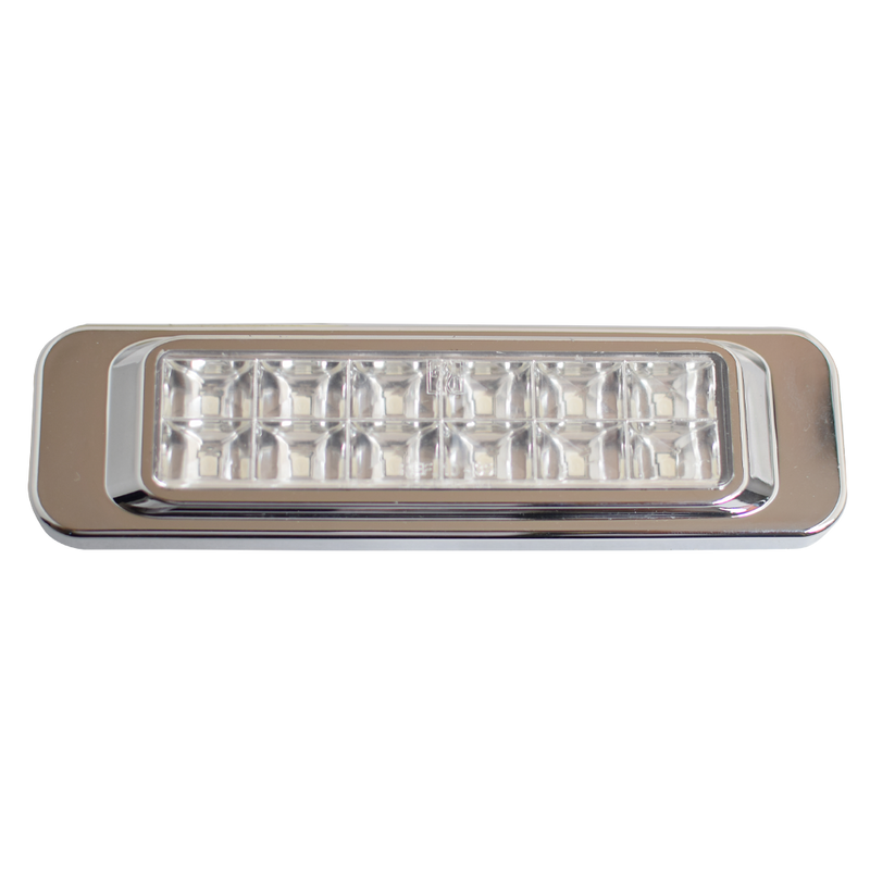 Faro Lateral Rectangular Aro Plástico Cromado - 12 LED - 12/24V Verde 1035 Plast Innova