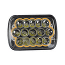 Faro Rectangular, barra 15 Led 17X11Cm Dh-18L-D, Contorno Ambar Luz Blanca