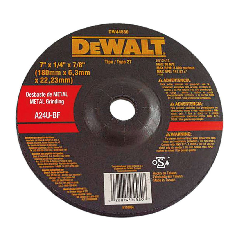 Disco Desbaste Metal 7 x 1/4" x 7/8" Dewalt